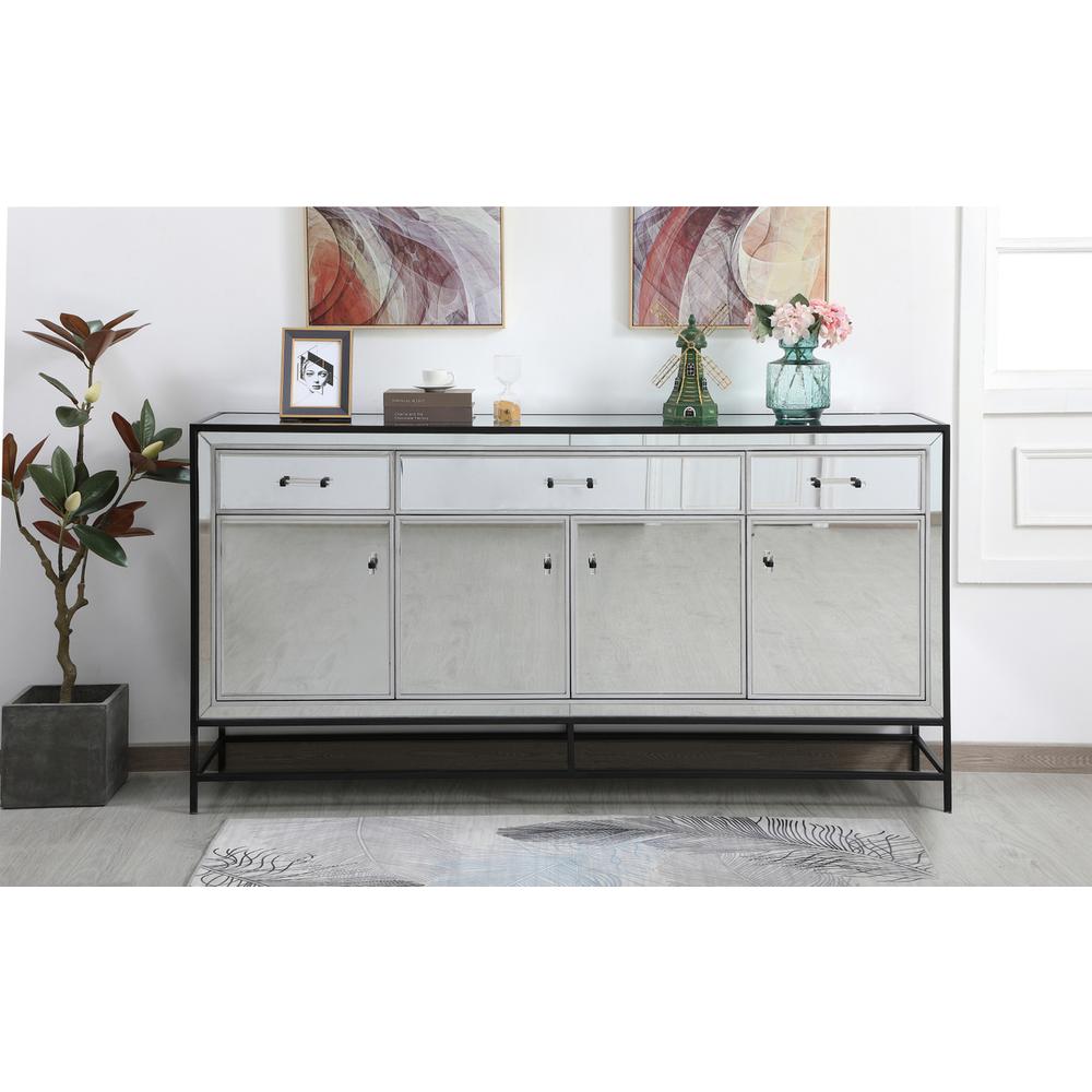 James 72 In. Mirrored Credenza In Black. Picture 11