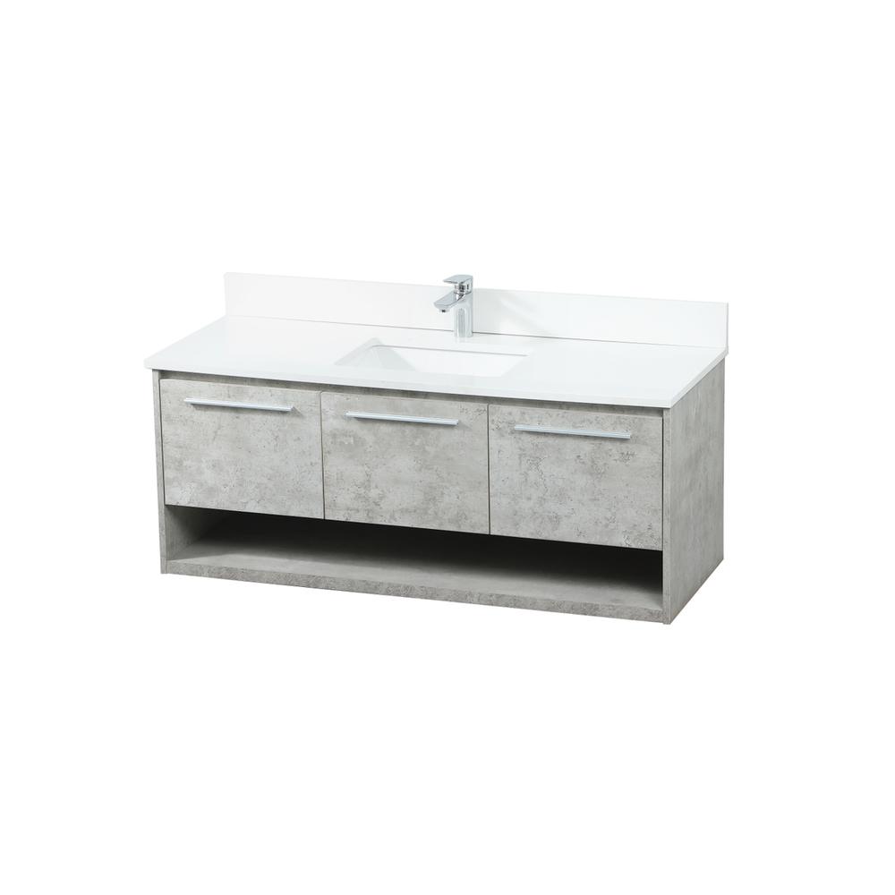 48 Inch Single Bathroom Vanity In Concrete Grey With Backsplash. Picture 8