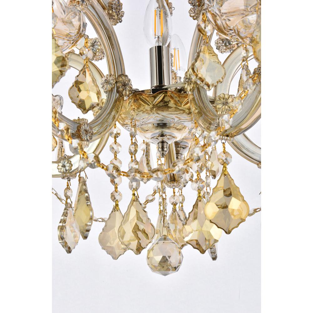 Maria Theresa 6 Light Gold Pendant Golden Teak (Smoky) Royal Cut Crystal. Picture 3