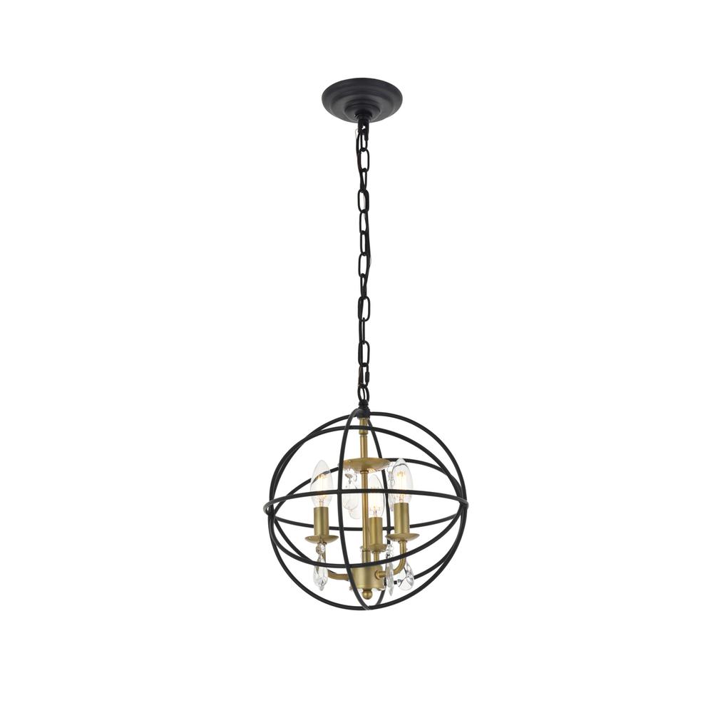 Wallace 3 Light Matte Black And Brass Pendant. Picture 5