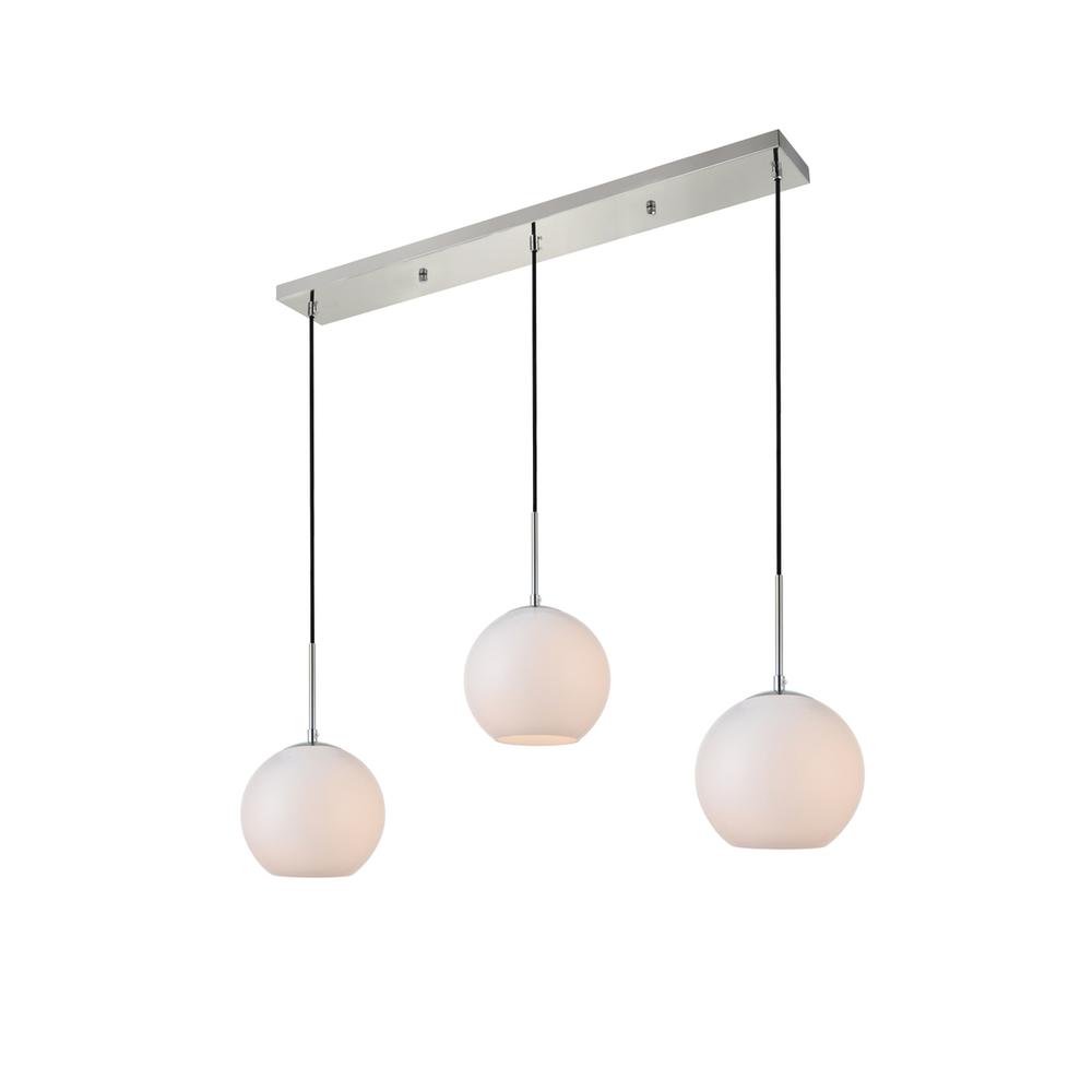 Baxter 3 Lights Chrome Pendant With Frosted White Glass. Picture 2
