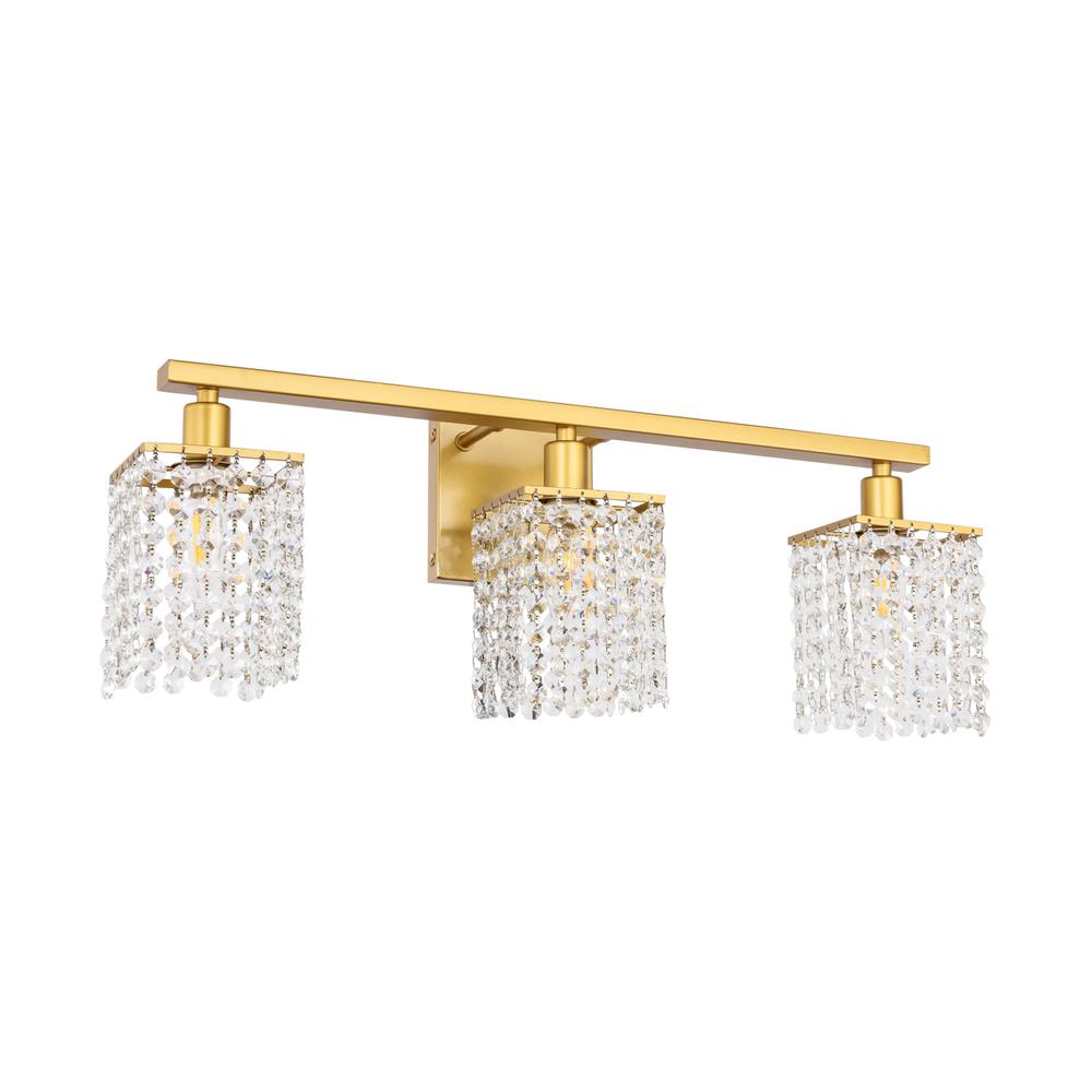 Phineas 3 Light Brass And Clear Crystals Wall Sconce. Picture 4