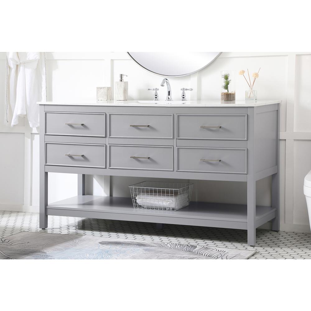60 Inch Single Bathroom Vanity In Gray. Picture 2