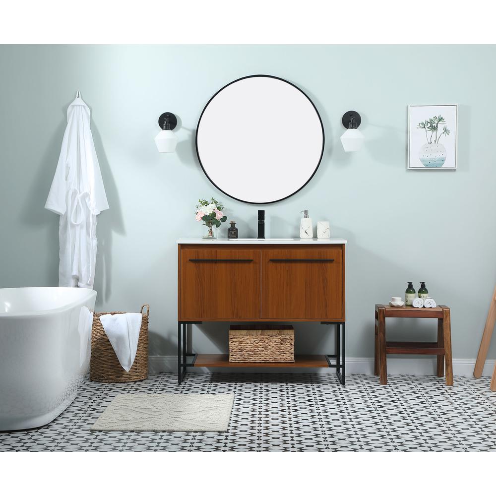 40 Inch Single Bathroom Vanity In Teak. Picture 4
