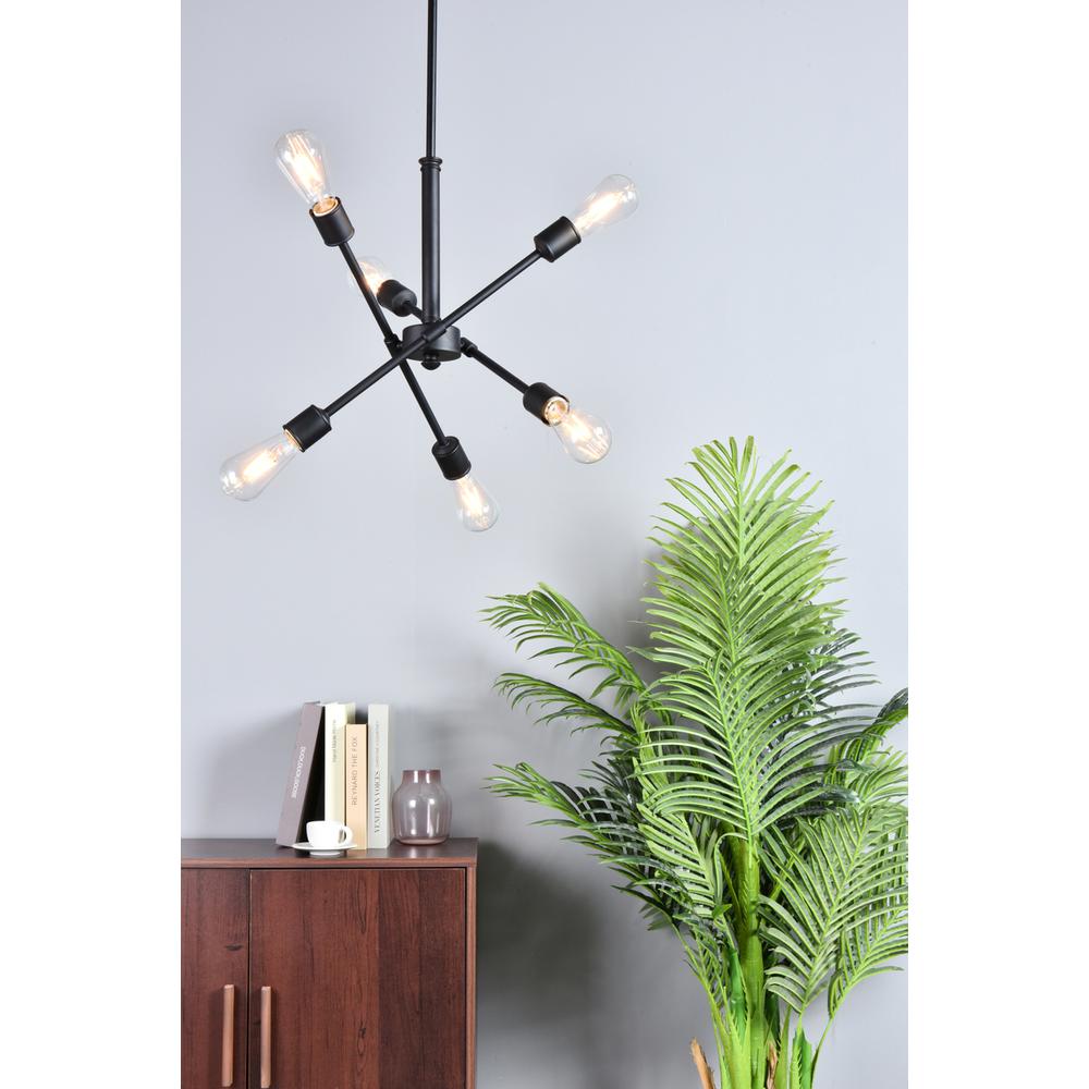 Axel 6 Lights Black Pendant With Hanging Rod. Picture 8