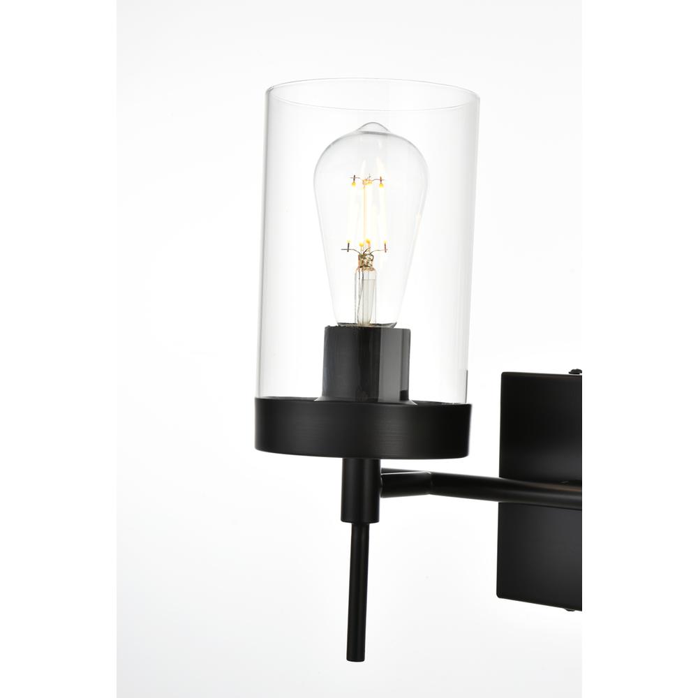 Benny 2 Light Black And Clear Bath Sconce. Picture 4