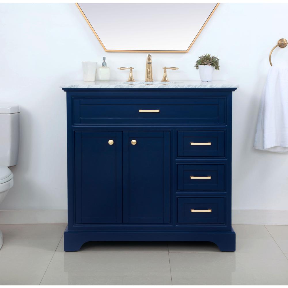 36 Inch Single Bathroom Vanity In Blue. Picture 2