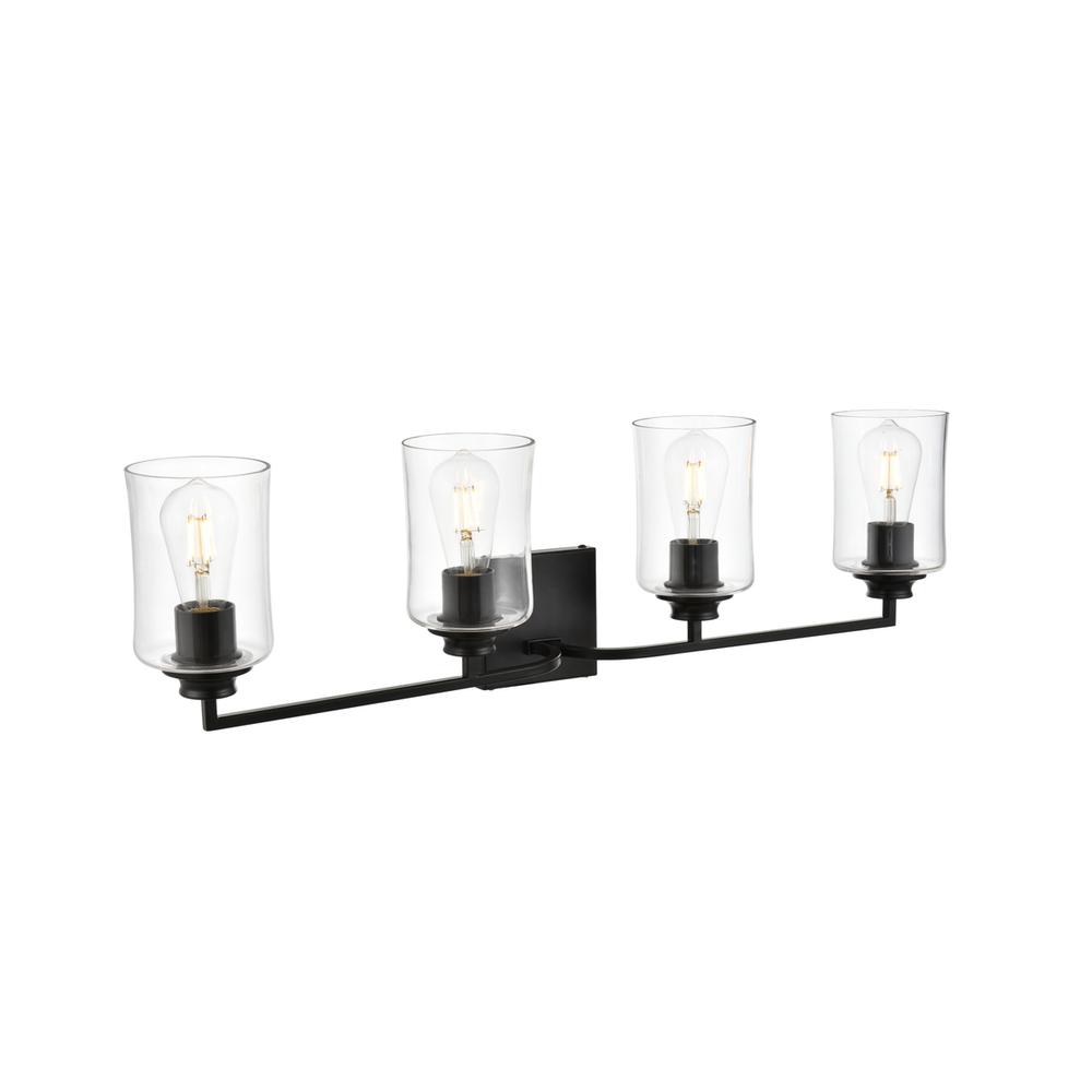 Ronnie 4 Light Black And Clear Bath Sconce. Picture 3