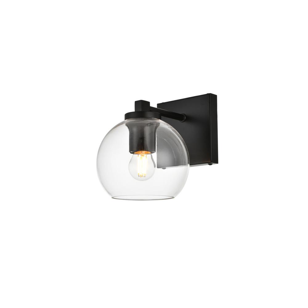 Juelz 1 Light Black And Clear Bath Sconce. Picture 2