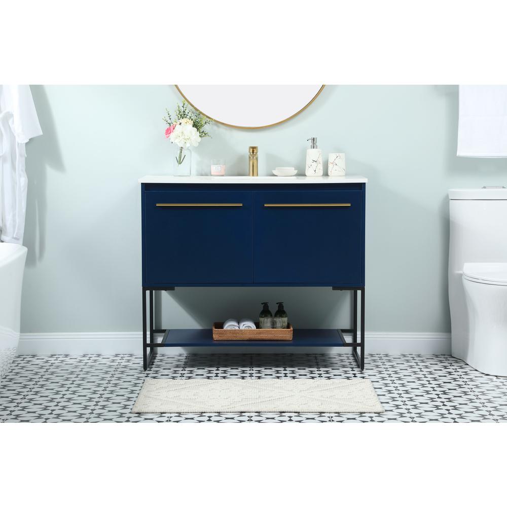 40 Inch Single Bathroom Vanity In Blue. Picture 14