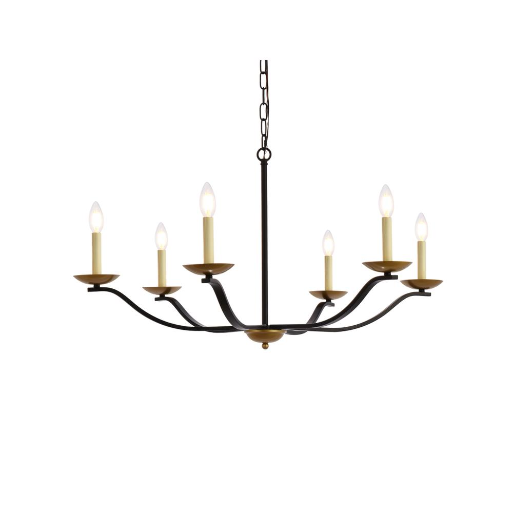 Trey 36 Inch Pendant In Black And Brass. Picture 2