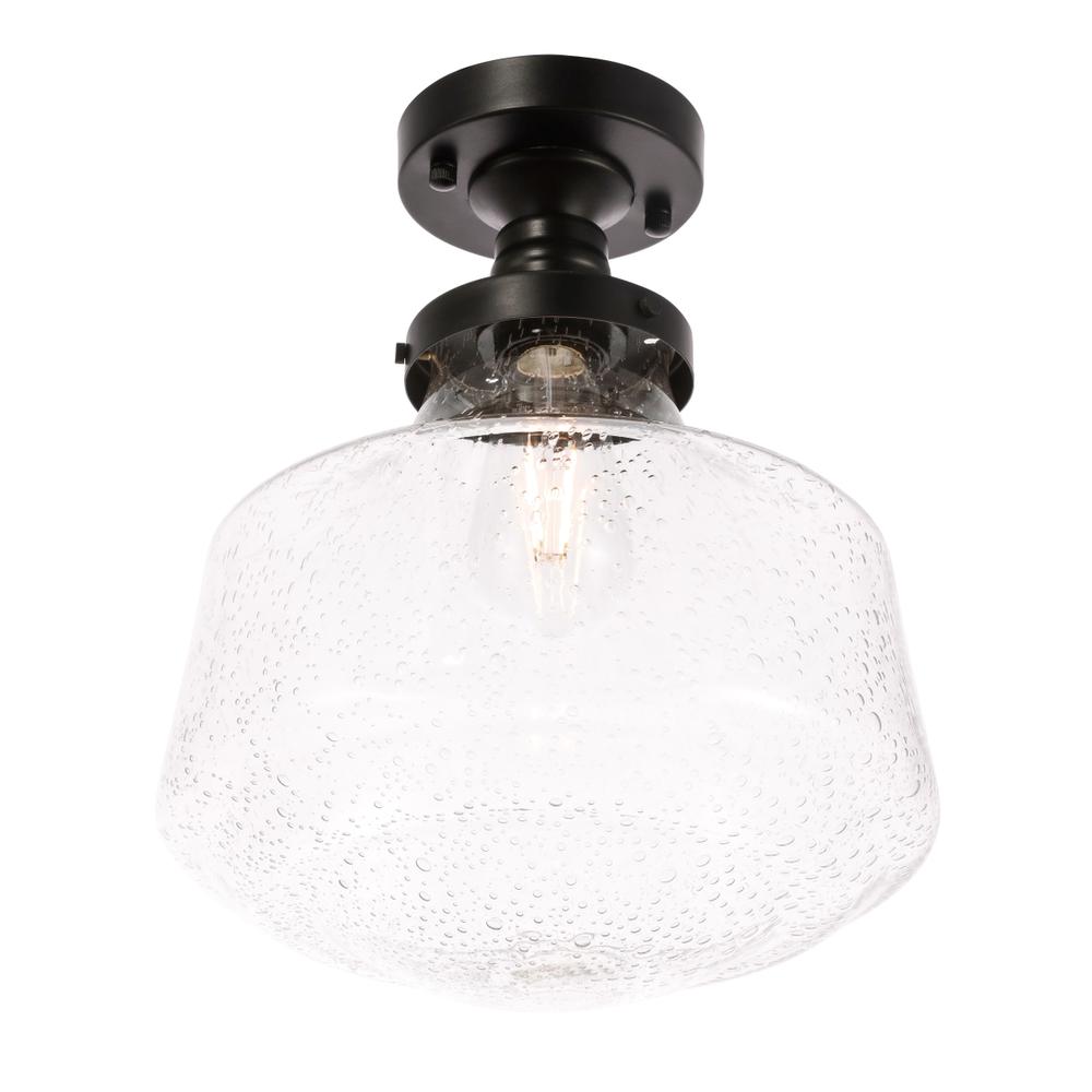 Lyle 1 Light Black And Clear Seeded Glass Flush Mount. Picture 6