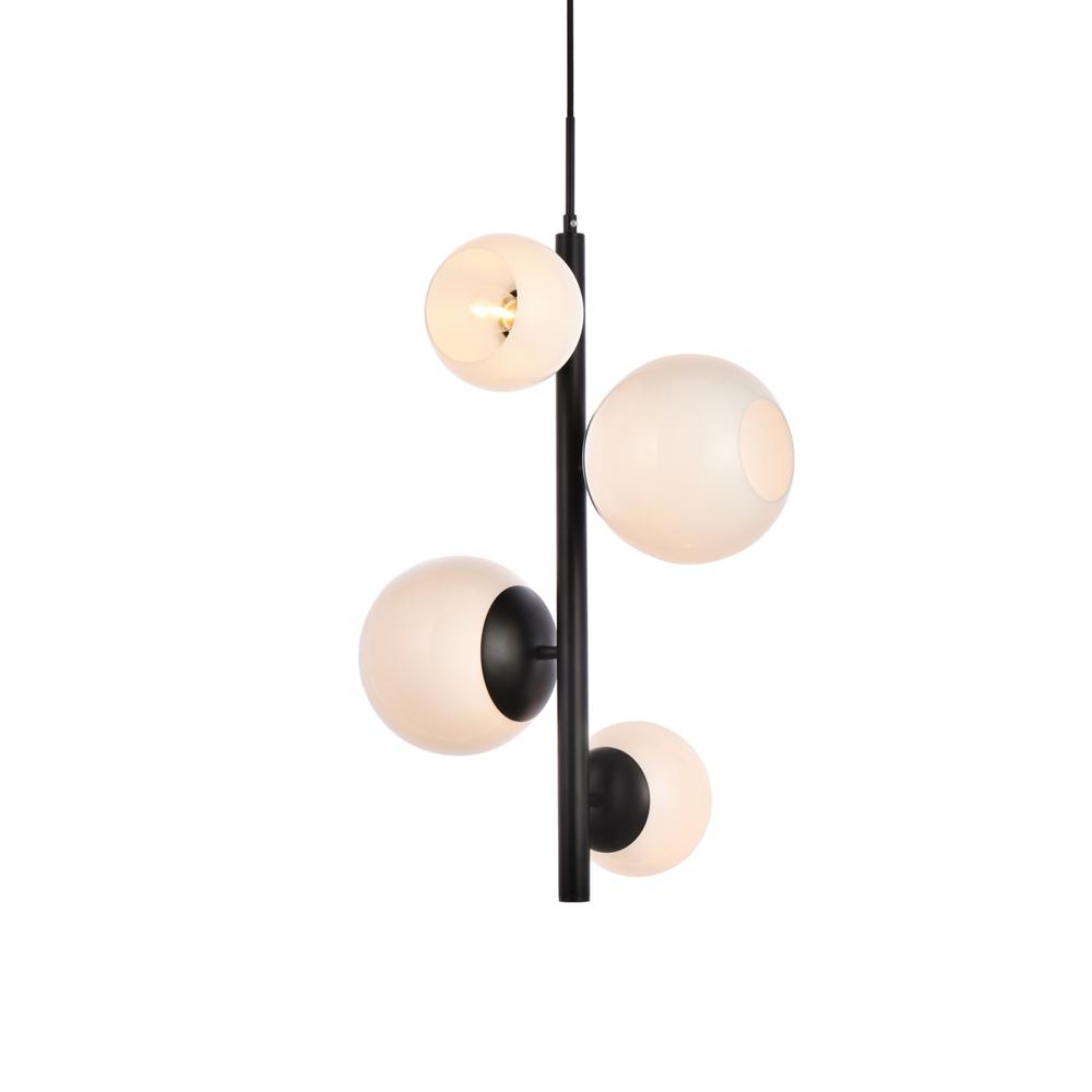 Wells 18 Inch Pendant In Black With White Shade. Picture 2