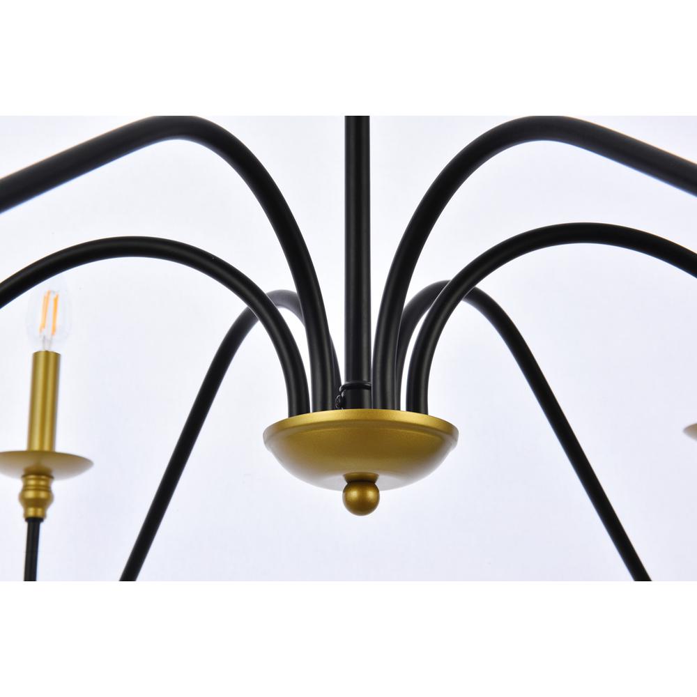 Rohan 42 Inch Chandelier In Matte Black And Brass. Picture 3