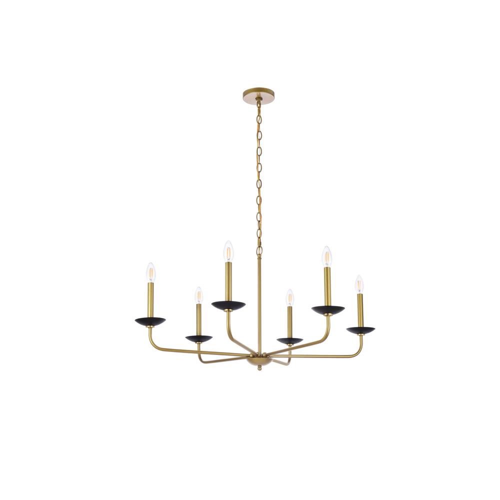 Cohen 36 Inch Pendant In Black And Brass. Picture 6