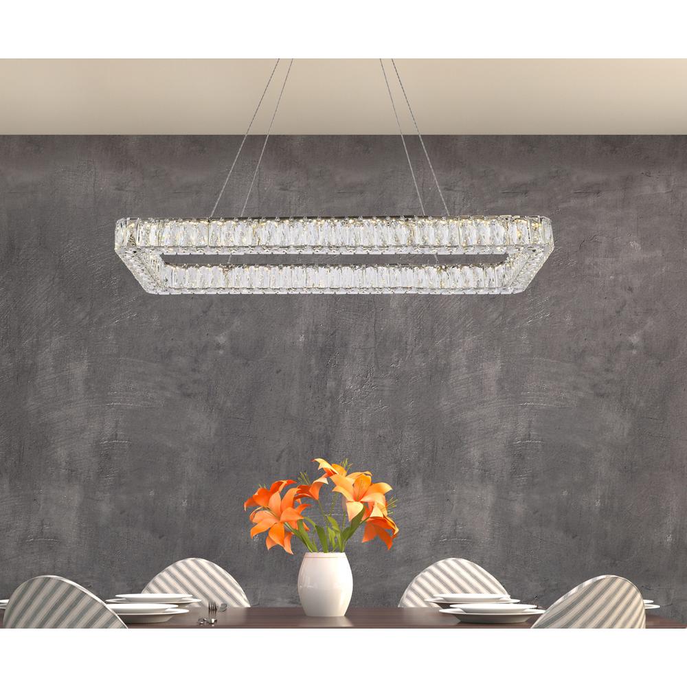 Monroe 42 Inch Led Single Rectangle Pendant In Chrome. Picture 8