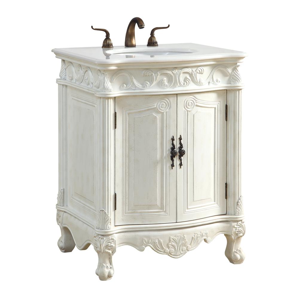27 Inch Single Bathroom Vanity In Antique White. Picture 2