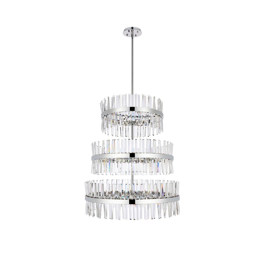 Serephina 36 Inch 3 Tiers Crystal Round Chandelier Light In Chrome. Picture 1