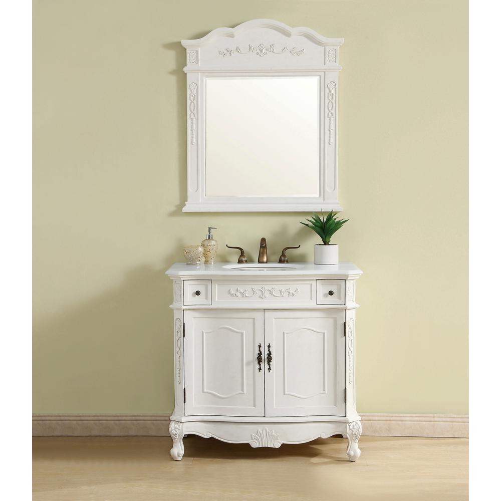 36 Inch Single Bathroom Vanity In Antique White. Picture 13