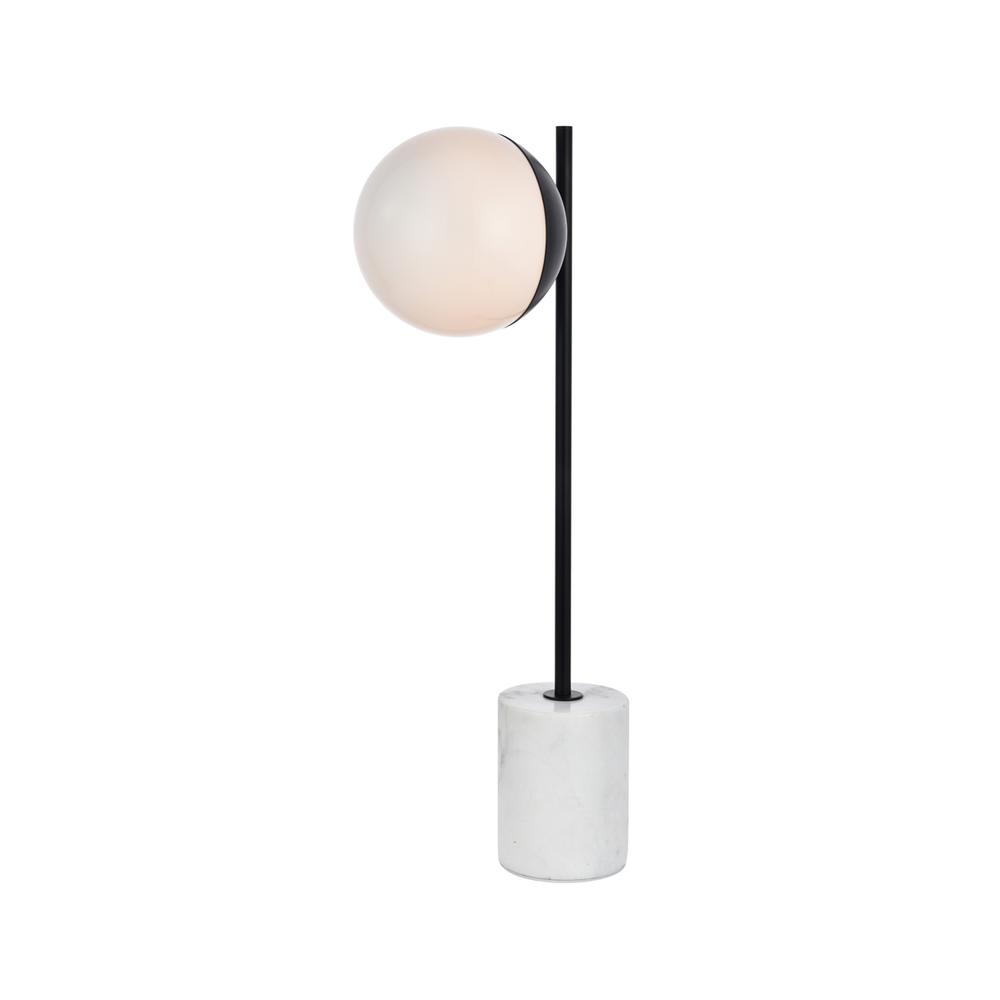 Eclipse 1 Light Black Table Lamp With Frosted White Glass. Picture 2