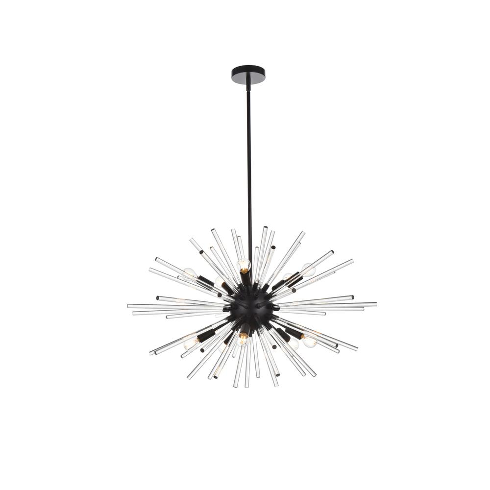 Sienna 36 Inch Crystal Rod Pendant In Black. Picture 1