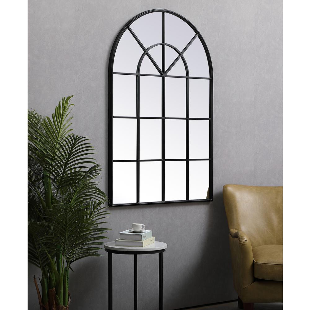 Metal Windowpane Mirror 36 Inch X 53 Inch In Black. Picture 2