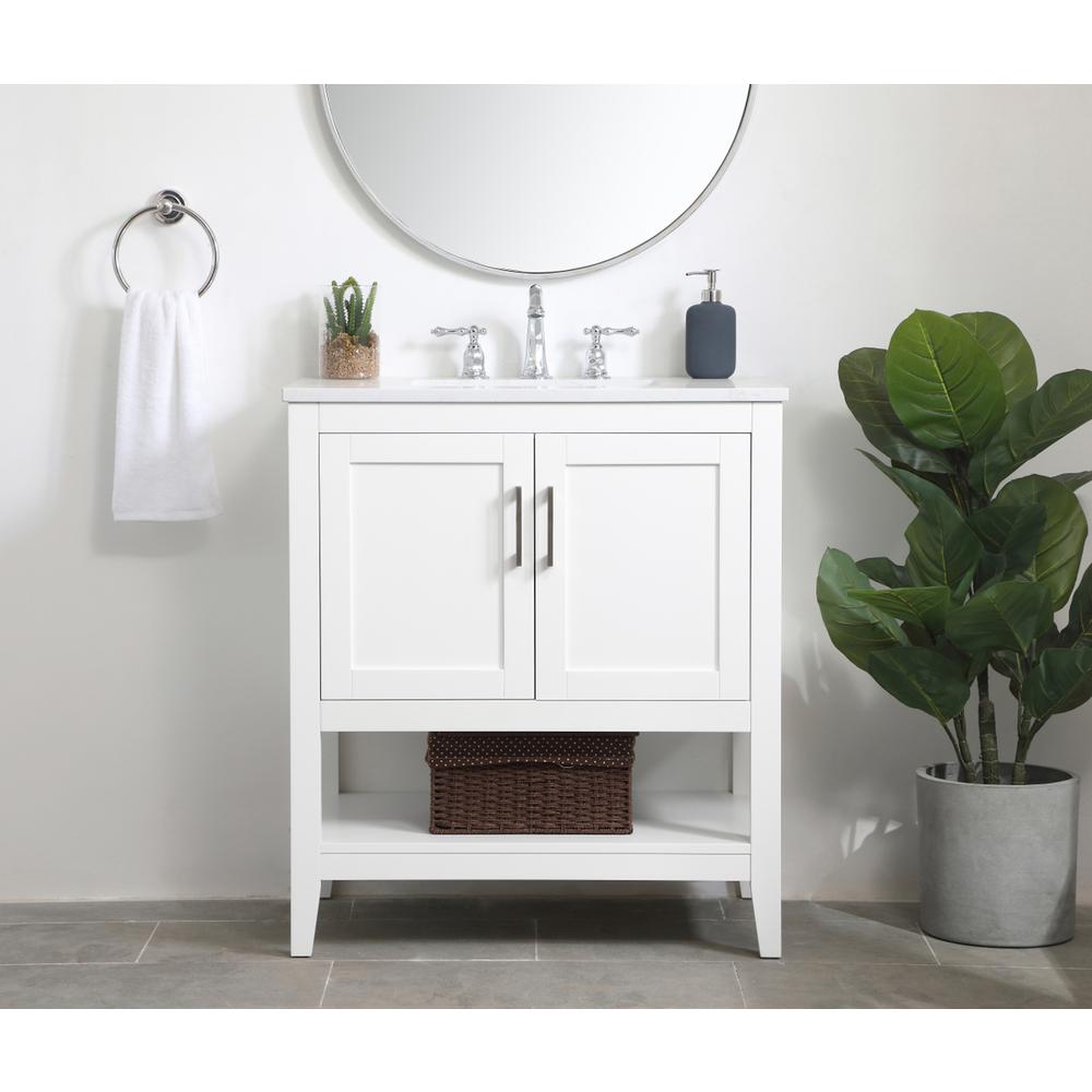 30 Inch Single Bathroom Vanity In White. Picture 14