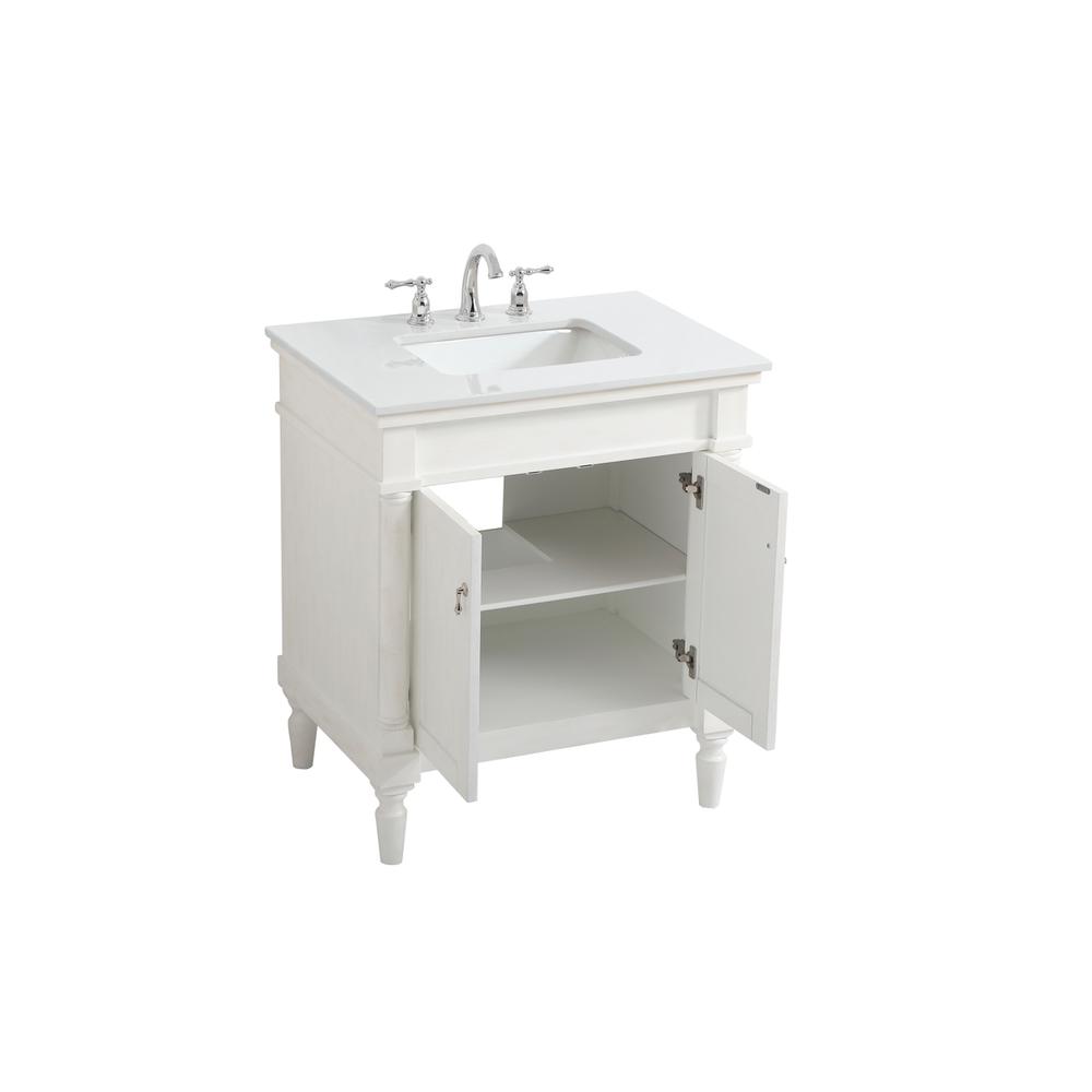 30 Inch Single Bathroom Vanity In Antique White. Picture 9