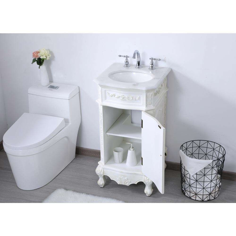19 Inch Single Bathroom Vanity In Antique White. Picture 4
