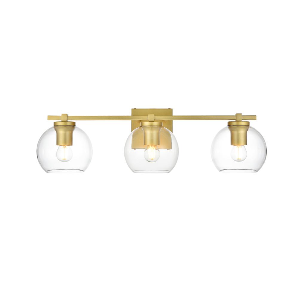 Juelz 3 Light Brass And Clear Bath Sconce. Picture 1