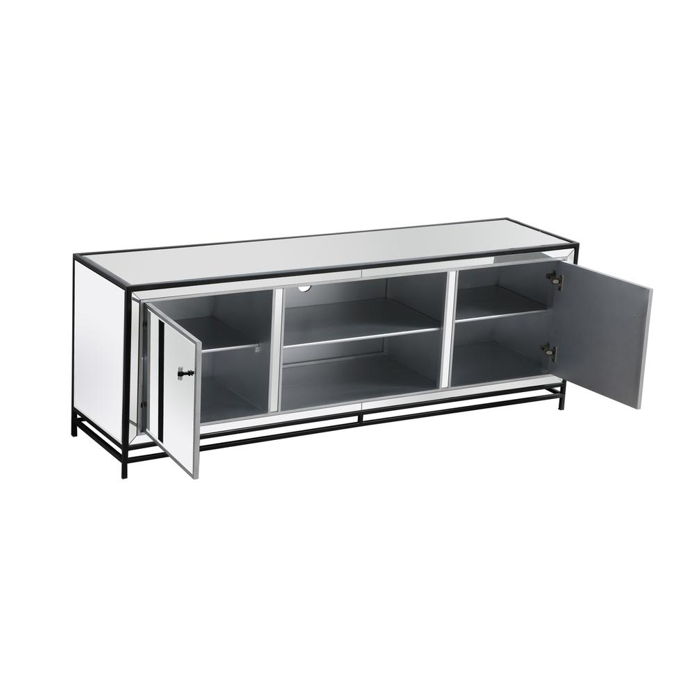 James 72 In. Mirrored Tv Stand In Black. Picture 6