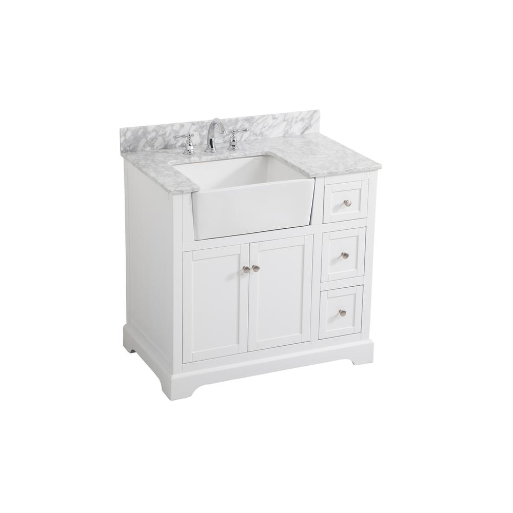 36 Inch Single Bathroom Vanity In White With Backsplash. Picture 8