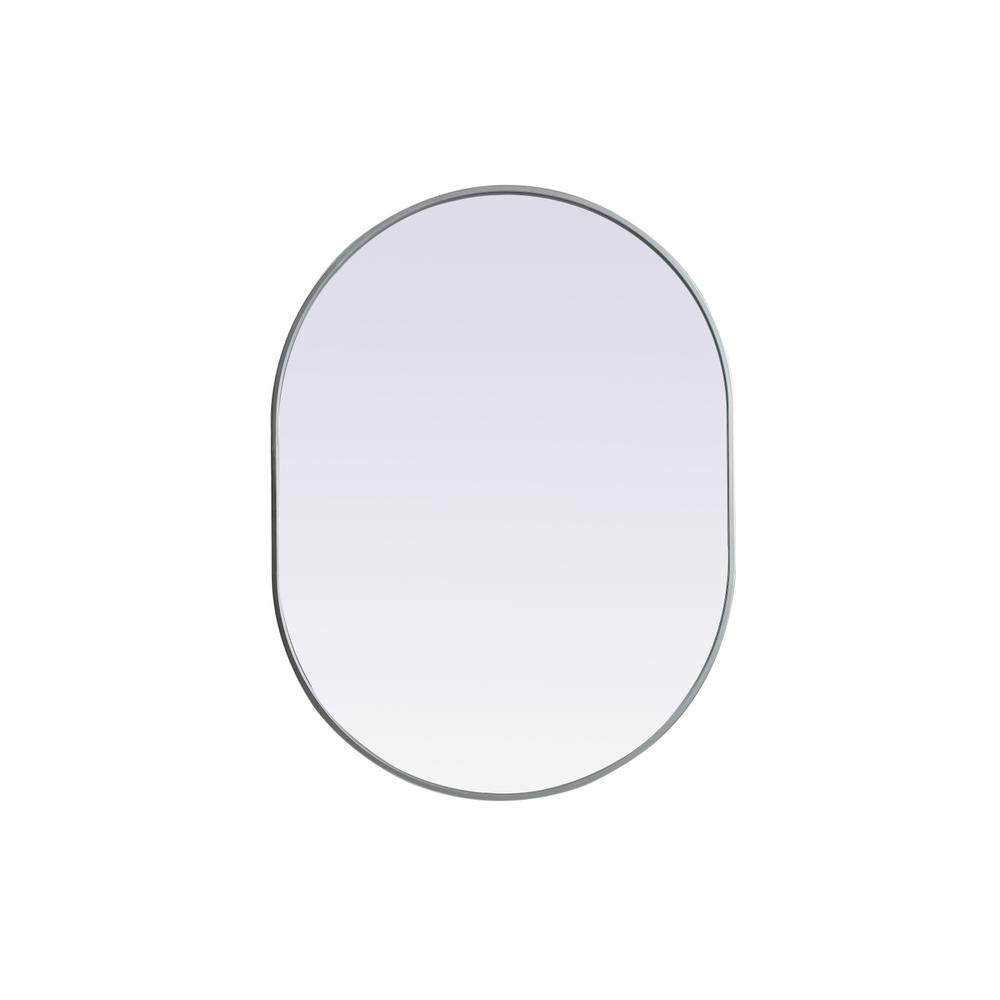 Metal Frame Oval Mirror 30X40 Inch In Silver. Picture 1