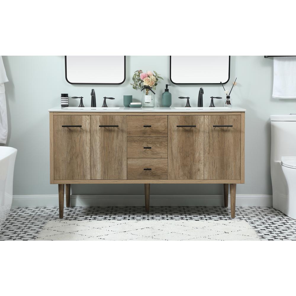 60 Inch Single Bathroom Vanity In Natural Oak. Picture 14