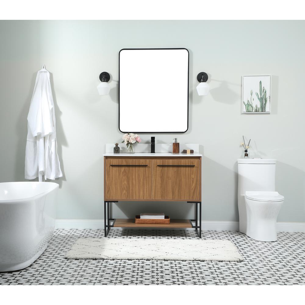 40 Inch Single Bathroom Vanity In Walnut Brown With Backsplash. Picture 4