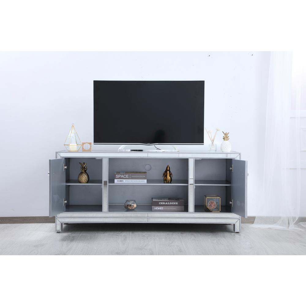 60 In. Mirrored Tv Stand In Antique Silver. Picture 4