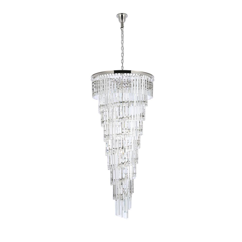 Sydney 30 Inch Spiral Crystal Chandelier In Polished Nickel. Picture 6