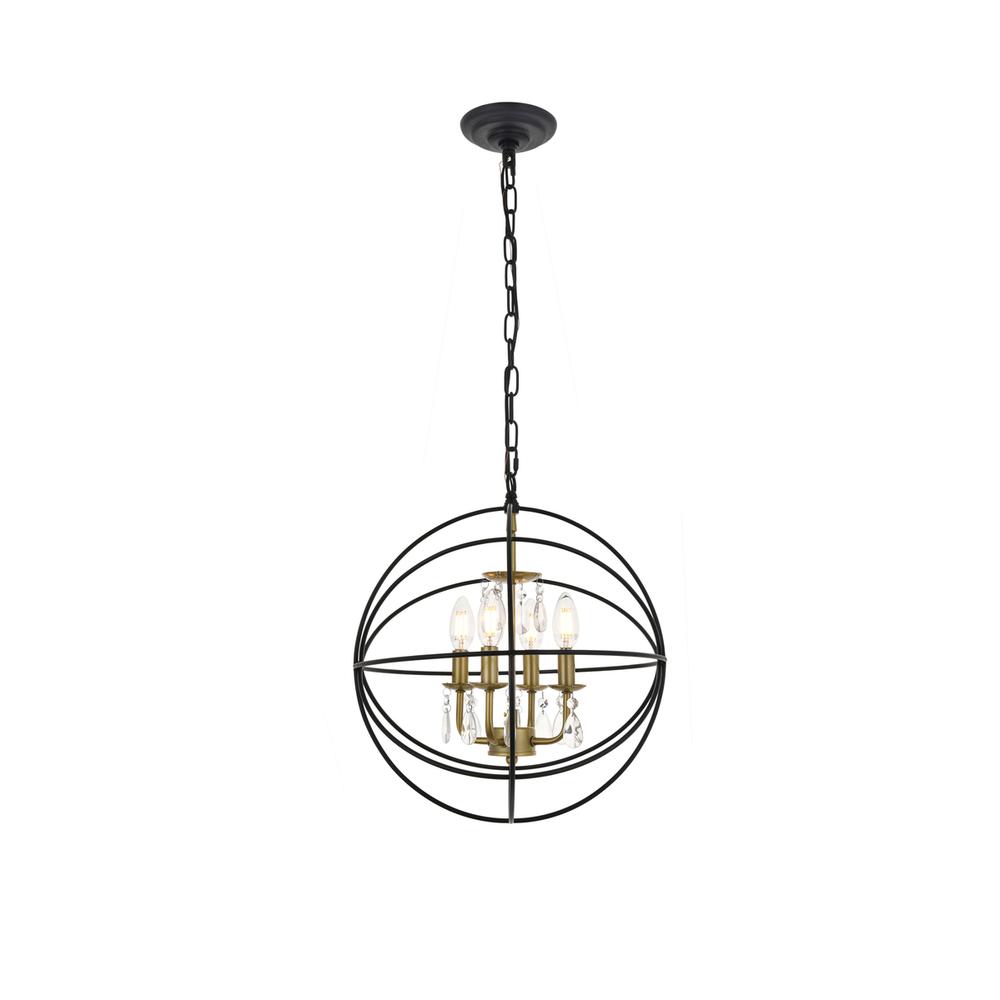 Wallace 4 Light Matte Black And Brass Pendant. Picture 6