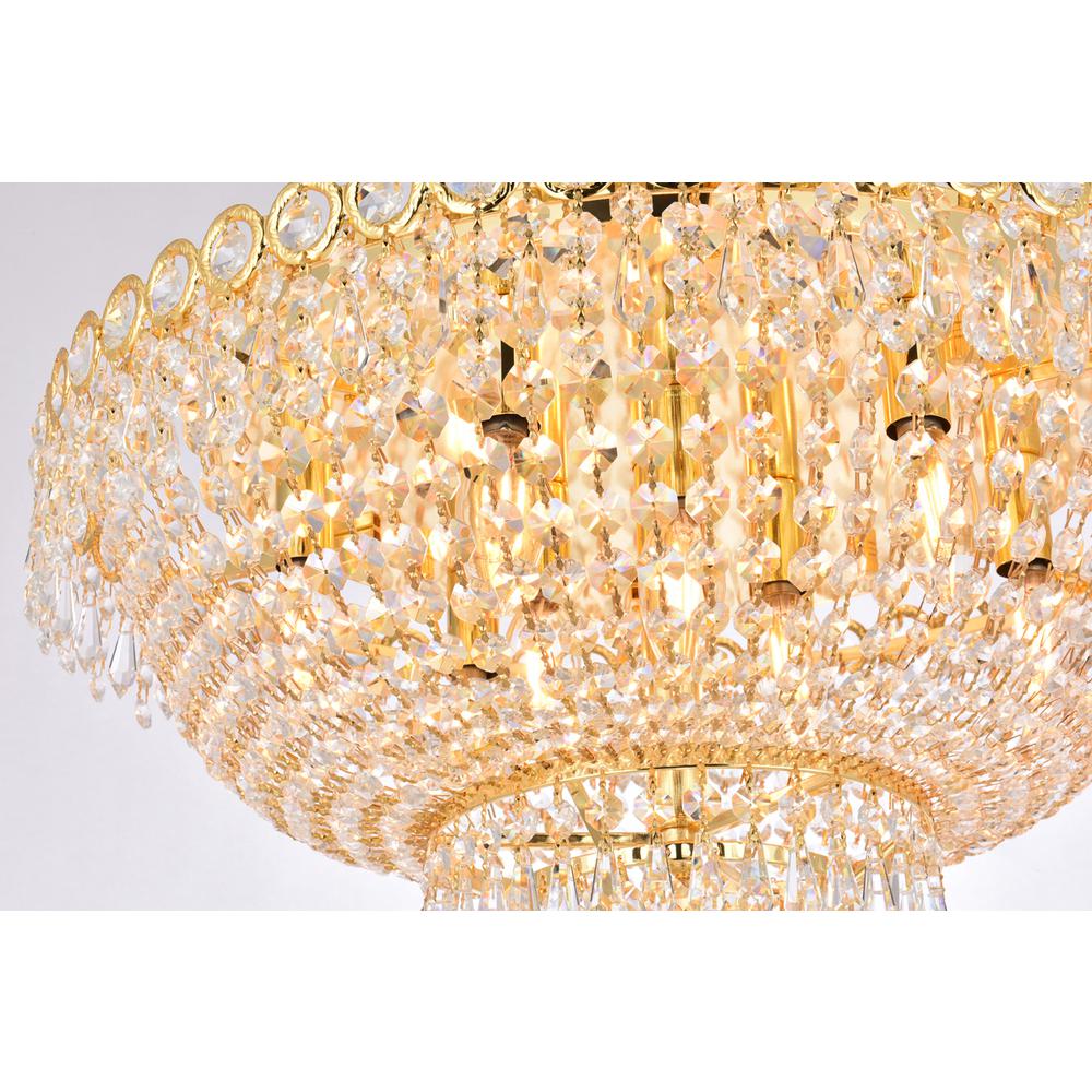 Century 9 Light Gold Flush Mount Clear Royal Cut Crystal. Picture 5