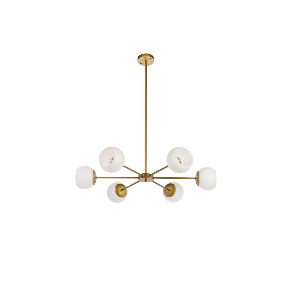Briggs 36 Inch Pendant In Brass With White Shade. Picture 6
