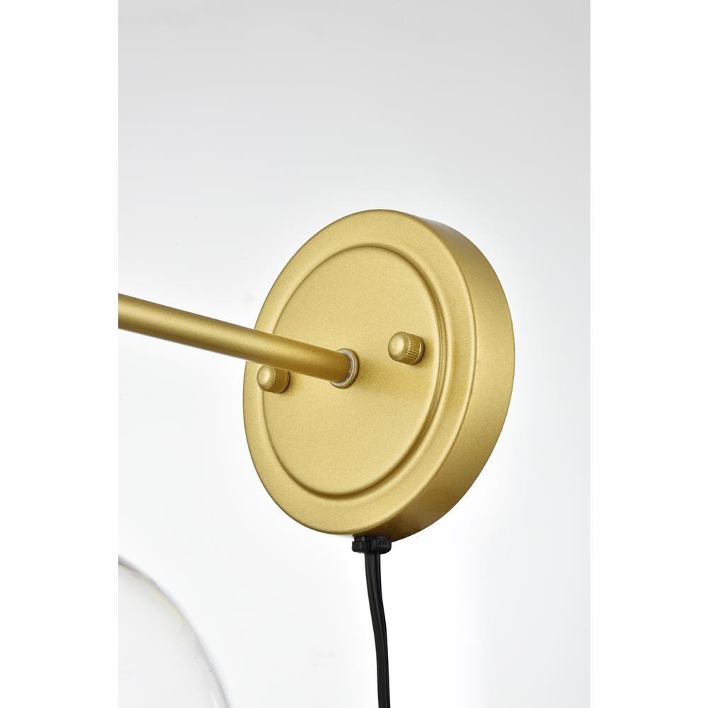 Wesson 1 Light Brass And Clear Plug In Wall Sconce. Picture 5