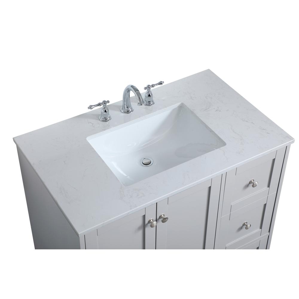 36 Inch Single Bathroom Vanity In Grey. Picture 10