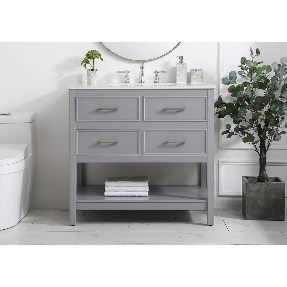 36 Inch Single Bathroom Vanity In Gray. Picture 14