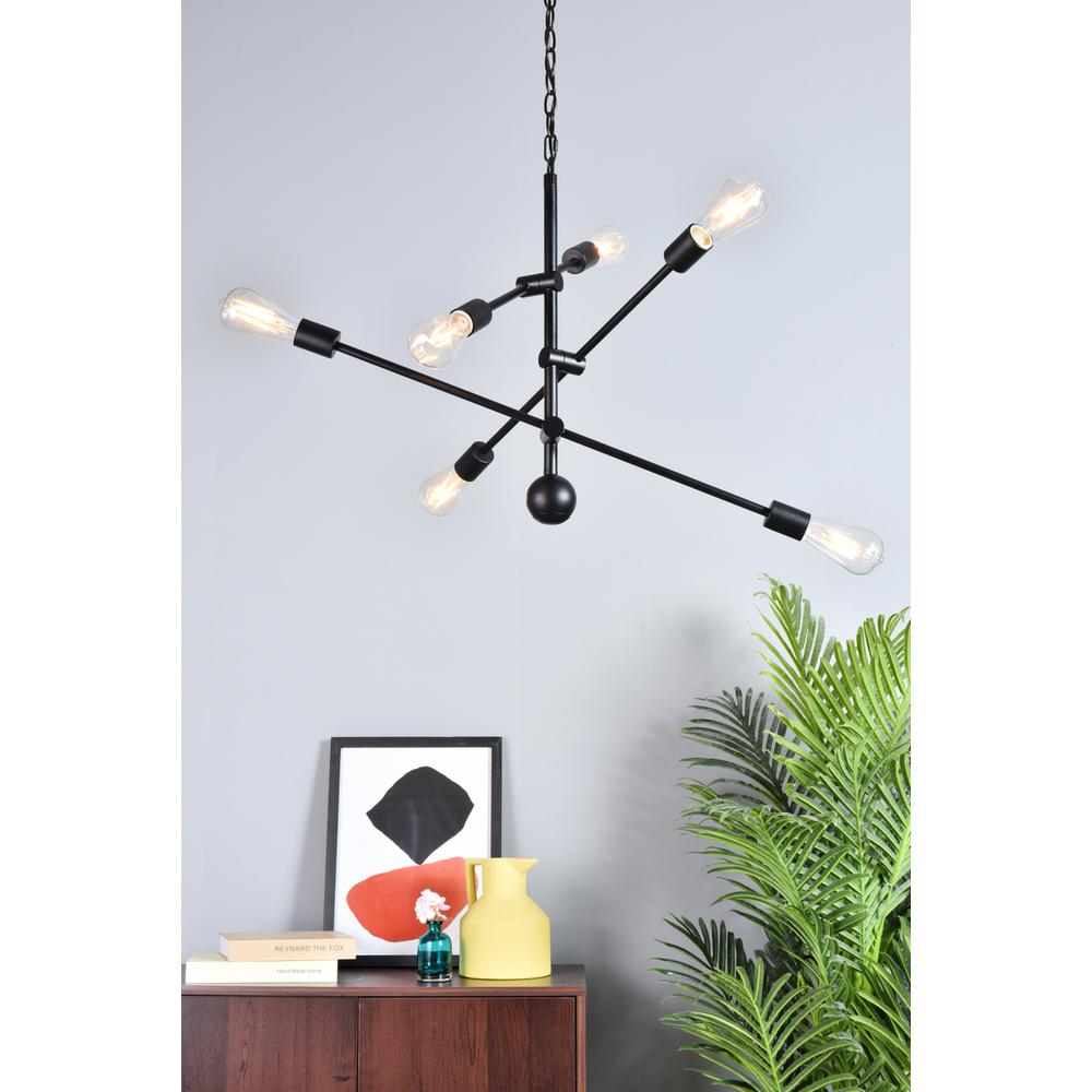 Axel 6 Lights Black Pendant With Chain. Picture 8