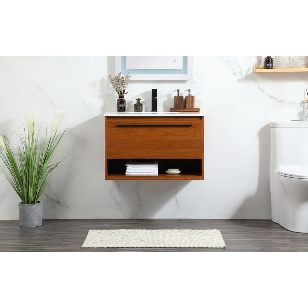 30 Inch Single Bathroom Vanity In Teak With Backsplash. Picture 14