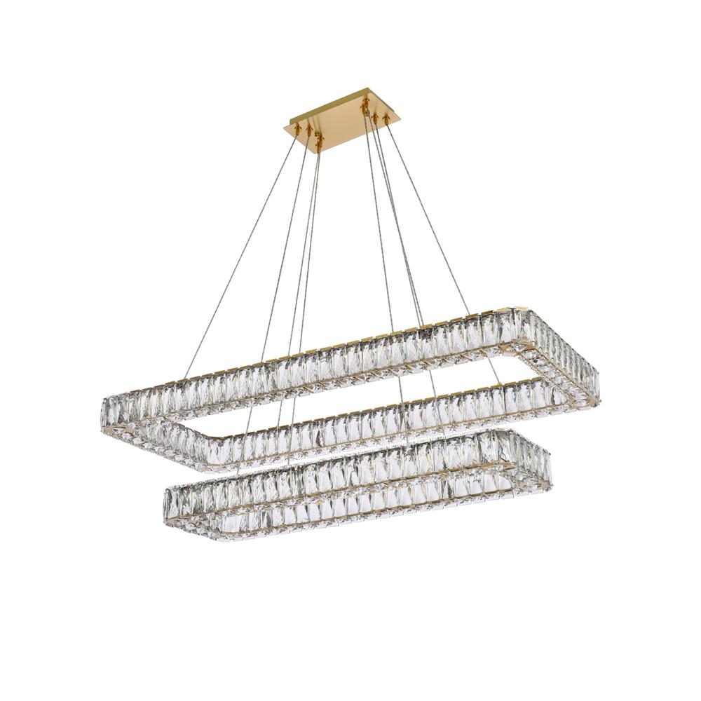 Monroe 42 Inch Led Double Rectangle Pendant In Gold. Picture 6