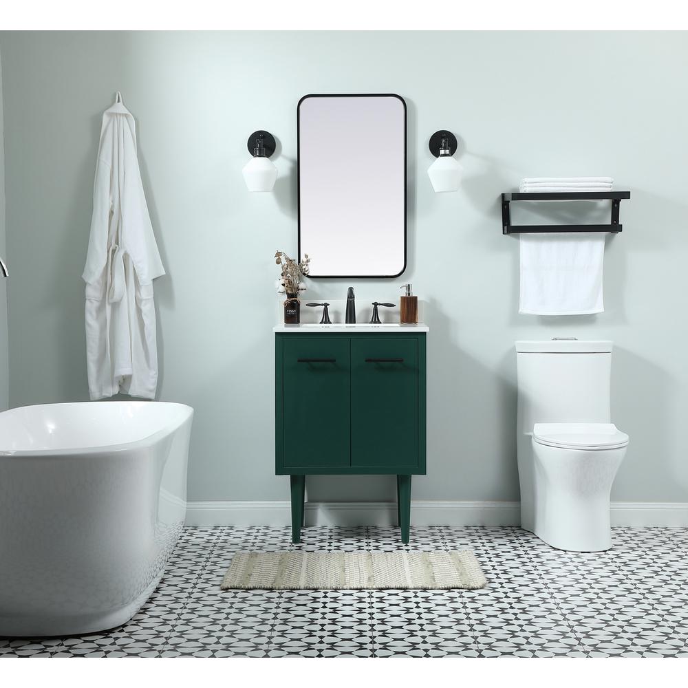 24 Inch Single Bathroom Vanity In Green With Backsplash. Picture 4