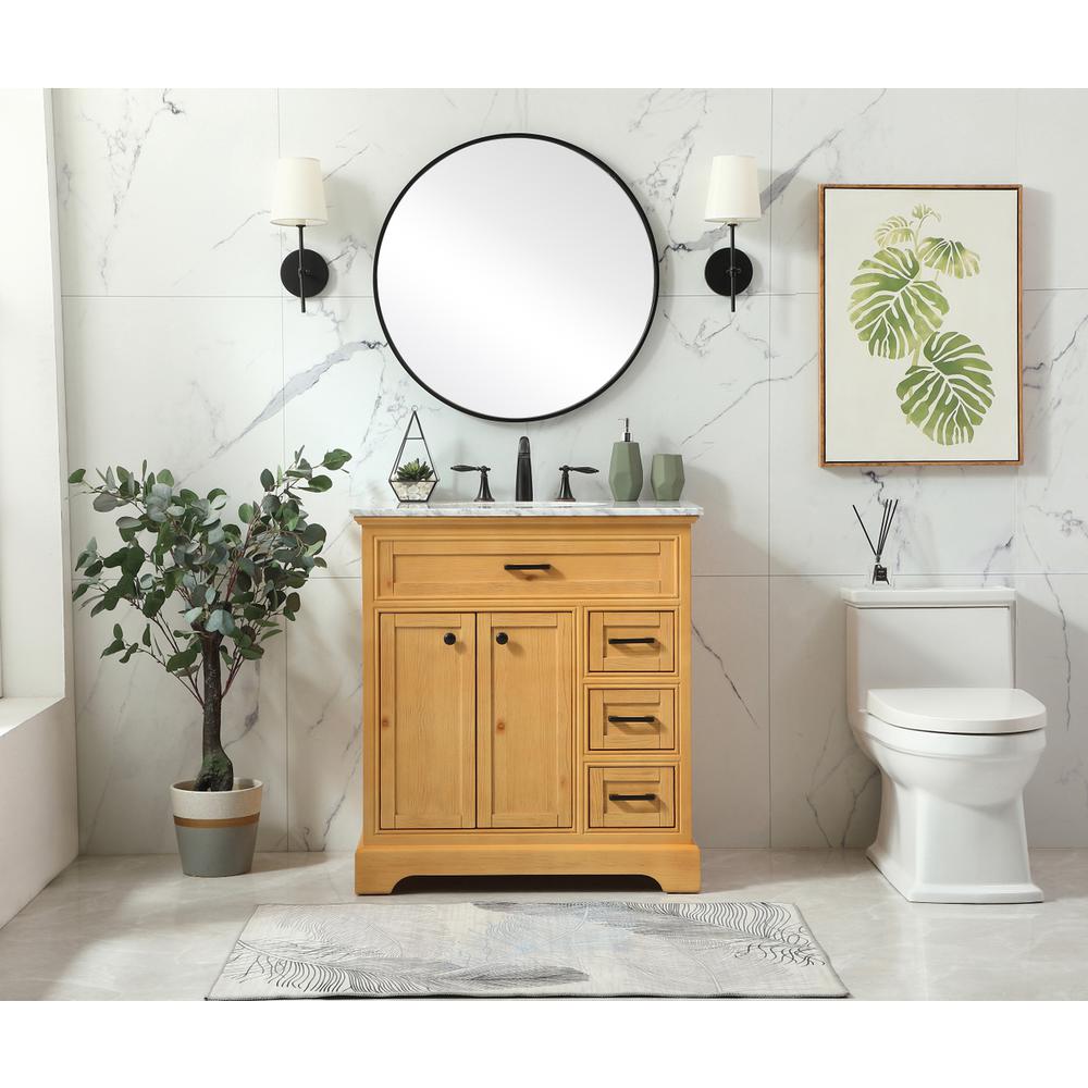 32 Inch Single Bathroom Vanity In Natural Wood. Picture 4