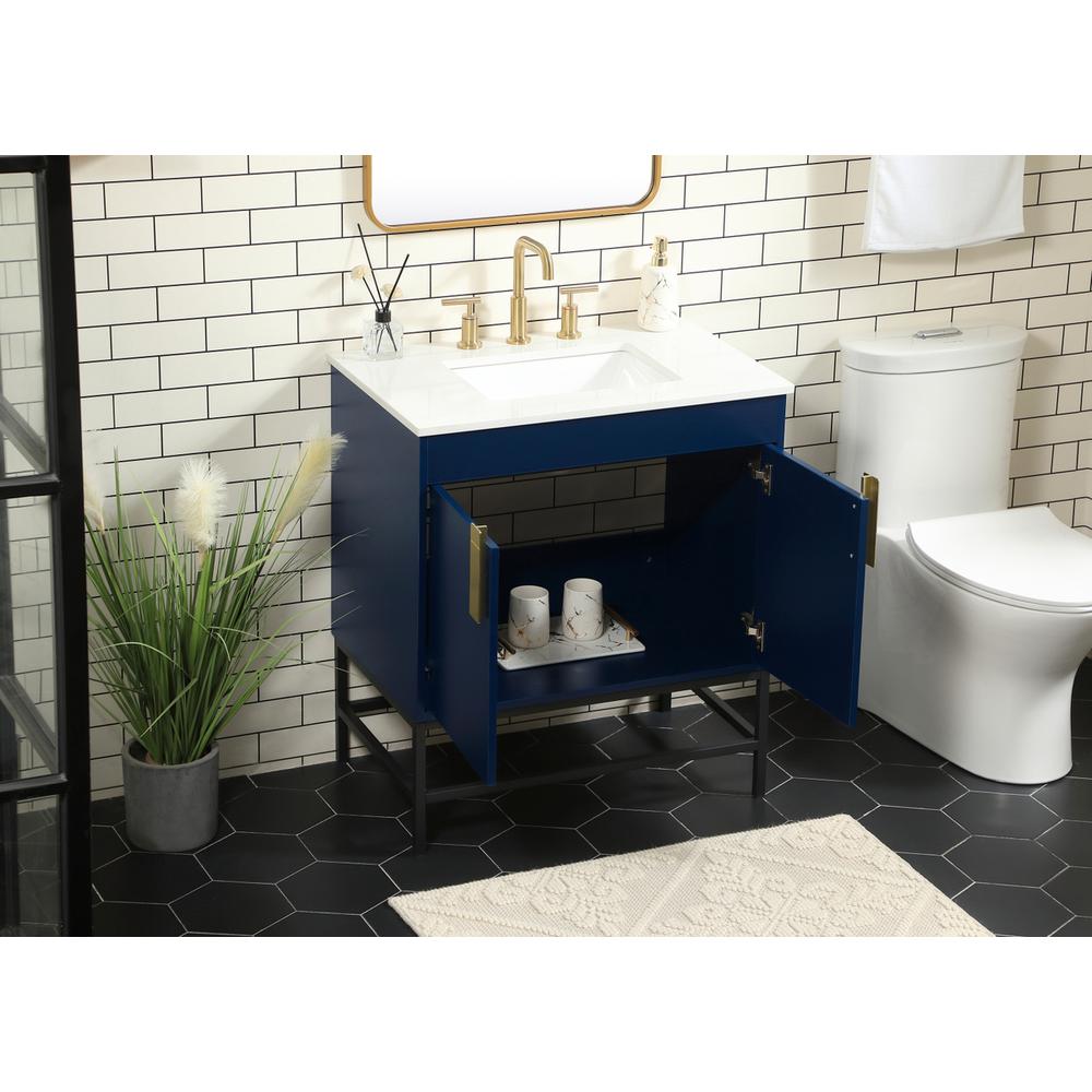 30 inch Single bathroom vanity in blue. Picture 3