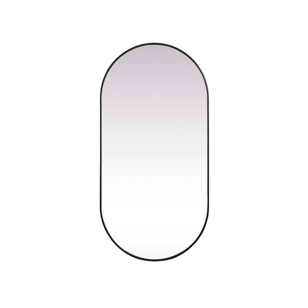 Metal Frame Oval Mirror 36X72 Inch In Black. Picture 1
